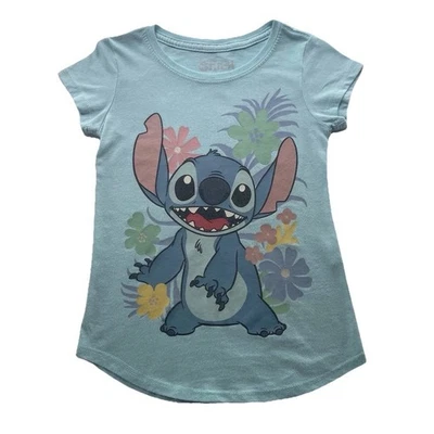 Disney Stitch T Shirt Mint Green Graphic Top Scoop Hemline Short Sleeve Size S - Image 1 of 4