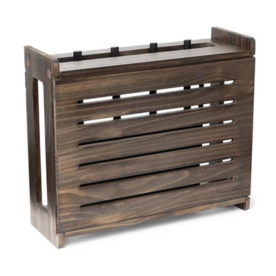 木制 WiFi 路由器存储盒 - 标准壁挂式装饰调制解调器 She... — 第 1/4 张图片