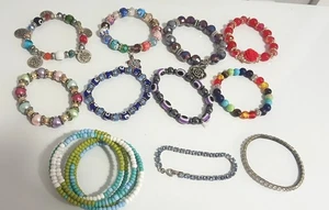 PULSERA OJO Cuentas Elásticas Buena Suerte Cabalá Protección 11 PULSERAS EN TOTAL - Imagen 1 de 6