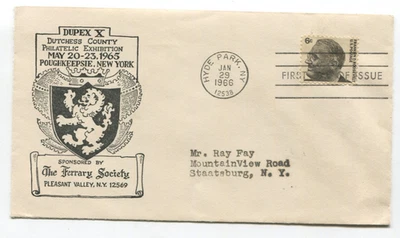 1966 FDR 6¢ First Day Cover Hyde Park NY Cachet Dupex X Ferrary Society - Image 1 of 2