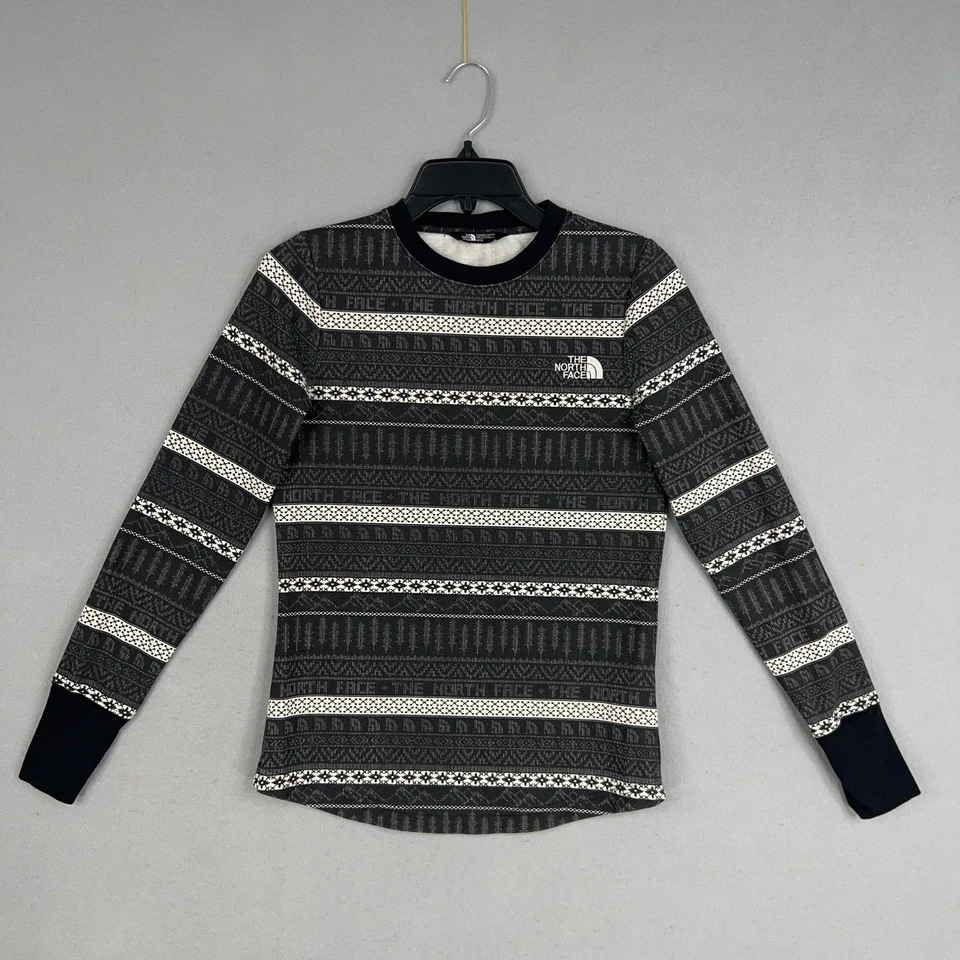 North Face Shirt Women Medium Black Nordic Waffle Base Layer Athletic Holiday - Image 1 of 4