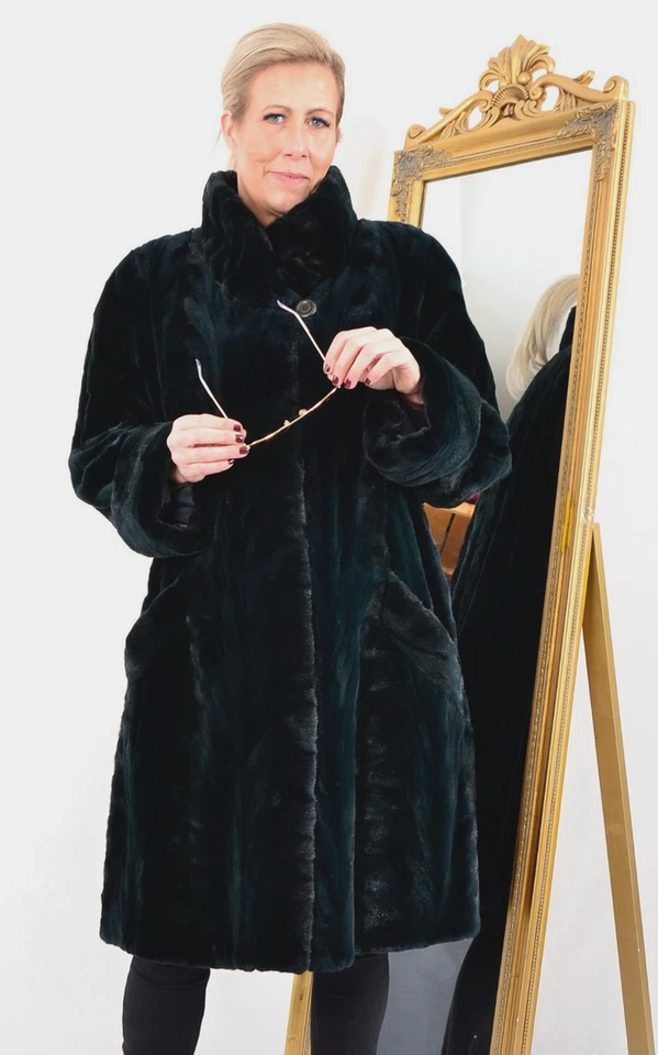 US5598 ABRIGO DE PIEL DE VISÓN ESQUILADO REAL CHAQUETA DE VISÓN RANCHO FORMA DE A TALLA 2XL ABRIGO DE VISÓN Foto 1 de 4