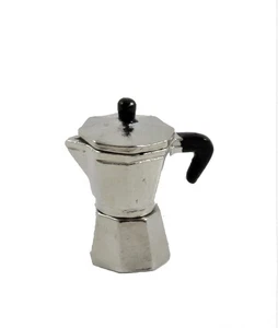 Dolls House Italian Espresso Coffee Pot Stove-Top Miniature Kitchen Accessory - Picture 1 of 8