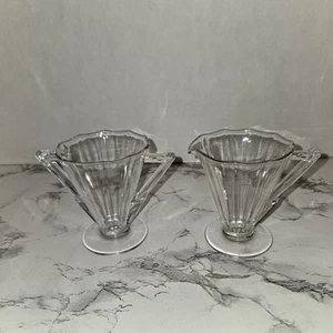 VTG Cambridge Glass Decagon Cream & Sugar Set  Art Deco Lightning Bolt Handle - Picture 1 of 12