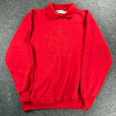 Винтажный Giorgio Беверли-Хиллз красный поло воротник толстовка пуловер вышитый - Изображение 1 из 4
