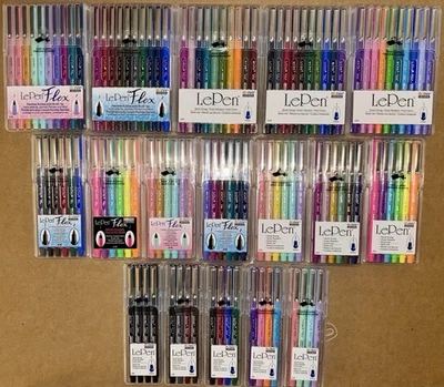 Marvy Uchida 17pkgs LePen Flex Color Pen Sets 112 Pens NEW Art Markers Lot - Image 1 of 4
