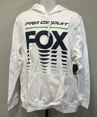 Fox Racing 男式 Pro Circuit 抓绒套衫 连帽衫 重型 白色 XL — 第 1/4 张图片
