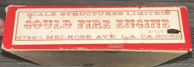 Scale Structures HO Scale Kit K-119 Gould Fire Engine- HOn3 NIB! - Image 1 of 3