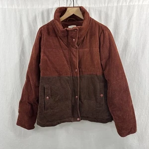 Bohme Orange Two Tone Corduroy Puffer Jacket Womens Size S Fall Winter Outdoor - Picture 1 of 14