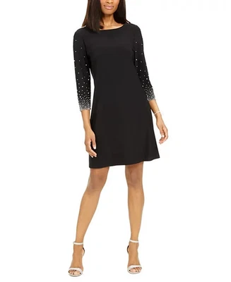 Msk Embellished-Sleeve Sheath Dress - Black, sz XL — 第 1/4 张图片