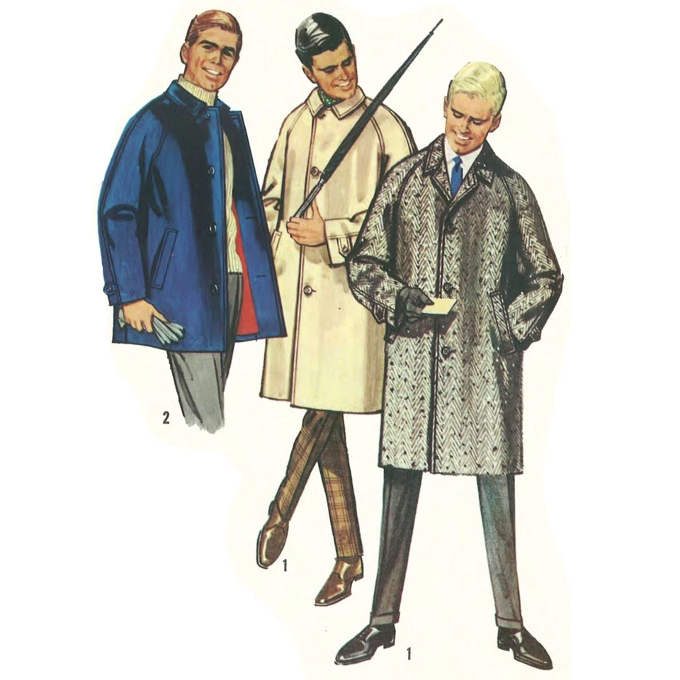 Vintage 1960s Sewing Pattern, Men's Mod Coat Overcoat - Multi-sizes - Image 1 of 1