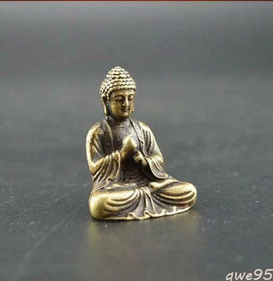 Exquisita ESTATUA PEQUEÑA DE BUDA SAKYAMUNI DE LATÓN PURO Foto 1 de 4