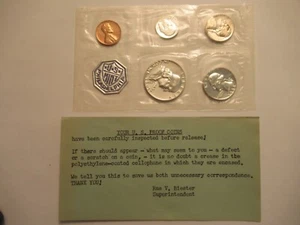 1958 US Mint Silver Proof Set, 5 monete, confezione US Mint - Foto 1 di 7