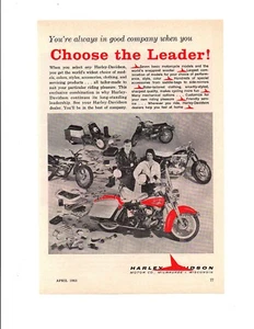 1963 HARLEY-DAVIDSON FULL LINE ~ SELTENE KLEINERE GRÖSSE (6 X 9) AD - Bild 1 von 1