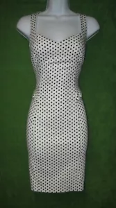 Guess weiß schwarz gepunktet Stretch Baumwolle Etui Herzausschnitt Kleid 10 $ 99 VERSCHIEDENES - Bild 1 von 7