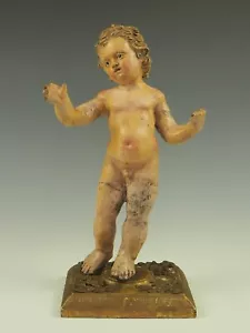 17th Century Italian Polychrome Painted Terracotta Jesus Child Putto Figure - Bild 1 von 17