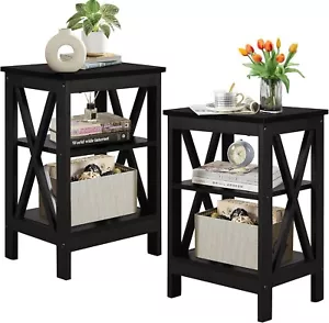2 Piece Nightstand Side Table Storage Sofa Bed End Table for Living Room Bedroom - Picture 1 of 7