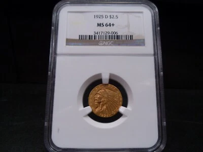 1925-D MS64+ (Plus) Indian Quarter Eagle NGC Certified Near Gem - Bright - Image 1 of 4