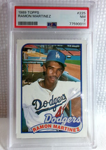RAMON MARTINEZ DODGERS 1989 TOPPS MLB BASEBALL CARD #225 PSA RATED NM 7