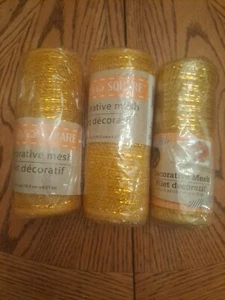 Floral Gardens Mesh 6 Inch X 5 Yards. 3 Rolls Gold - Picture 1 of 3
