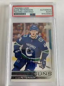 ELIAS PETTERSSON SIGNED 2017 UPPER DECK YOUNG GUNS #248 ROOKIE CARD AUTO PSA/DNA - Picture 1 of 4