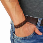 Mens Leather Bracelet Surf Patrol Adjustable Cord Braided Gift For Him Men Boys