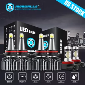 Combo de 8 lados 9005 9006 H11 Kit de bombillas LED luces altas/bajas/niebla 6000K - Imagen 1 de 19