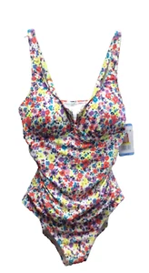 Anne Cole Women's Square Neck One-Piece Swimsuit Size Large, Multi Ditsy Pattern - Picture 1 of 2
