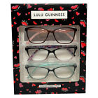 Lulu Guinness 3 Pack Womens Reading Glasses In Black,Brown Pink,Teal Green +2.00