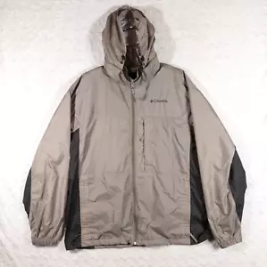 Columbia Jacket Mens XL Beige Gray Wind Breaker Golf Hooded Outdoor Vented Gorp - Picture 1 of 11