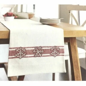 Threshold Stripe Snowflake Christmas Table Runner Cotton 14" x 72" White Red New - Picture 1 of 5