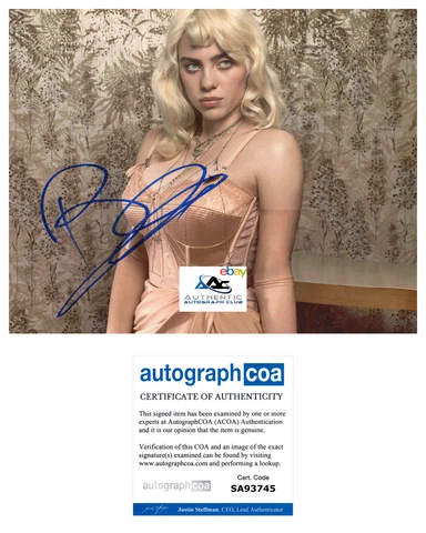 BILLIE EILISH AUTOGRAPH SIGNED 8x10 PHOTO SINGER ACOA COA Cover