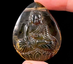 Buda de cristal ámbar - talla, regalo, decoración del hogar, piedras de cristales curativos, 52666 - Imagen 1 de 5
