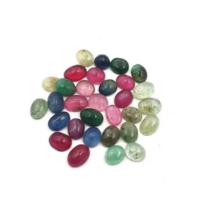Natural Ruby Emerald Sapphire Oval Cabochon Gemstone 46 Pcs 5*6-5*7 MM 38 CT - Picture 1 of 3