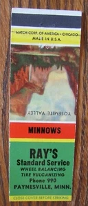 RAY'S STANDARD GASOLINERA AÑOS 40 MATCHBOOK MATCHCOVER: PAYNESVILLE MINNESOTA E22 - Imagen 1 de 2