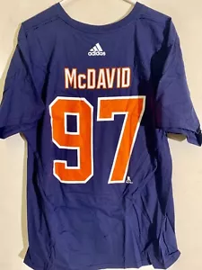 adidas  NHL T-Shirt Edmonton OIlers Connor McDavid Navy sz XL - Picture 1 of 2