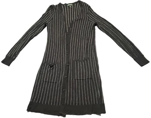 Lauren Ralph Lauren lange Wolle Tasche Strickjacke gestreift schwarz Pullover Damen Large - Bild 1 von 8