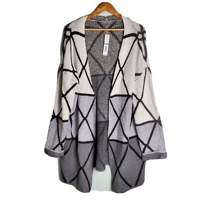 Joseph A. Ombre Grid Gray Combo  Cardigan Size XL - Image 1 of 4