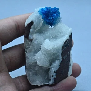 Rare formation of Cavansite on chalcedony (non precious natural stone) # 4159 - Picture 1 of 6