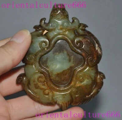 Antigua caja de tintero de piedra de tinta de bestia fengshui tallada de jade antiguo de China de 2,8" Foto 1 de 4