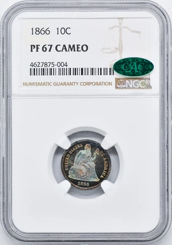 1866 LIBERTY SEATED 10C NGC PR 67 CAM Cover