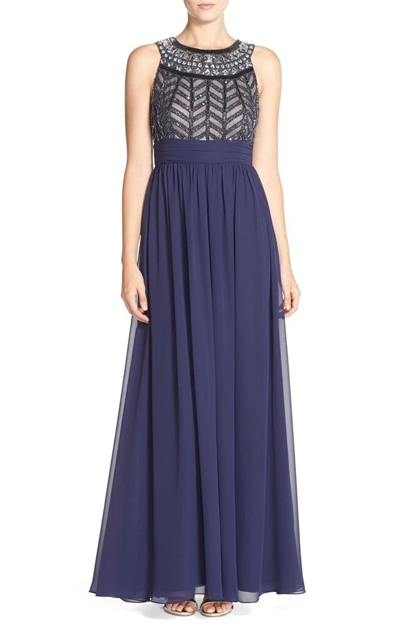 JS Collections Embellished Chiffon Gown (size 14) - Image 1 of 1