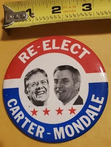 Re-elect Carter Mondale Political Button - Bild 1 von 2