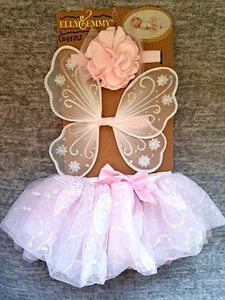 Elly & Emma 3pc Pink Iridescent Sequin Glitter Butterfly Tutu Set 0-12 Months - Picture 1 of 3