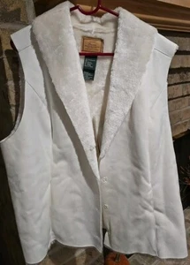 Ralph Lauren Women's Sz 1X Faux Vegan Suede & Fur Lined Vest Off White NEW - Picture 1 of 4