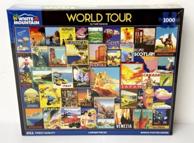 White Mountain World Tour Jigsaw Puzzle 1000 Pc Larger Pieces 24 x 30 New Sealed - Image 1 of 4