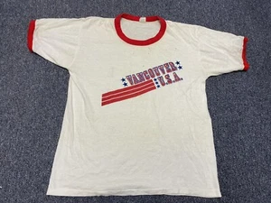 Vintage 1970s Champion Blue Bar T Shirt Ringer XL - Picture 1 of 4