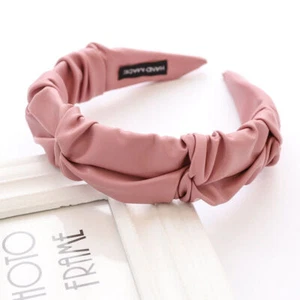 Pleated Pu Leather Hairpin Fashion Headdress Headband Girls Hair Accessories - Picture 1 of 18