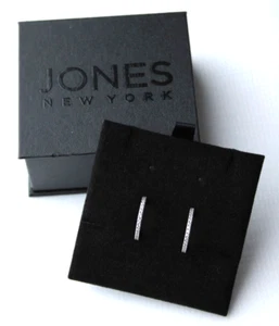 Jones New York Cubic Zirconia Hoop Rochelle Earrings Silver Tone w/ Box - Picture 1 of 4