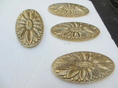Brass Flower Ormolu Furniture Decoration Hardware Gold Mount Flower Antique 4" - Image 1 of 4